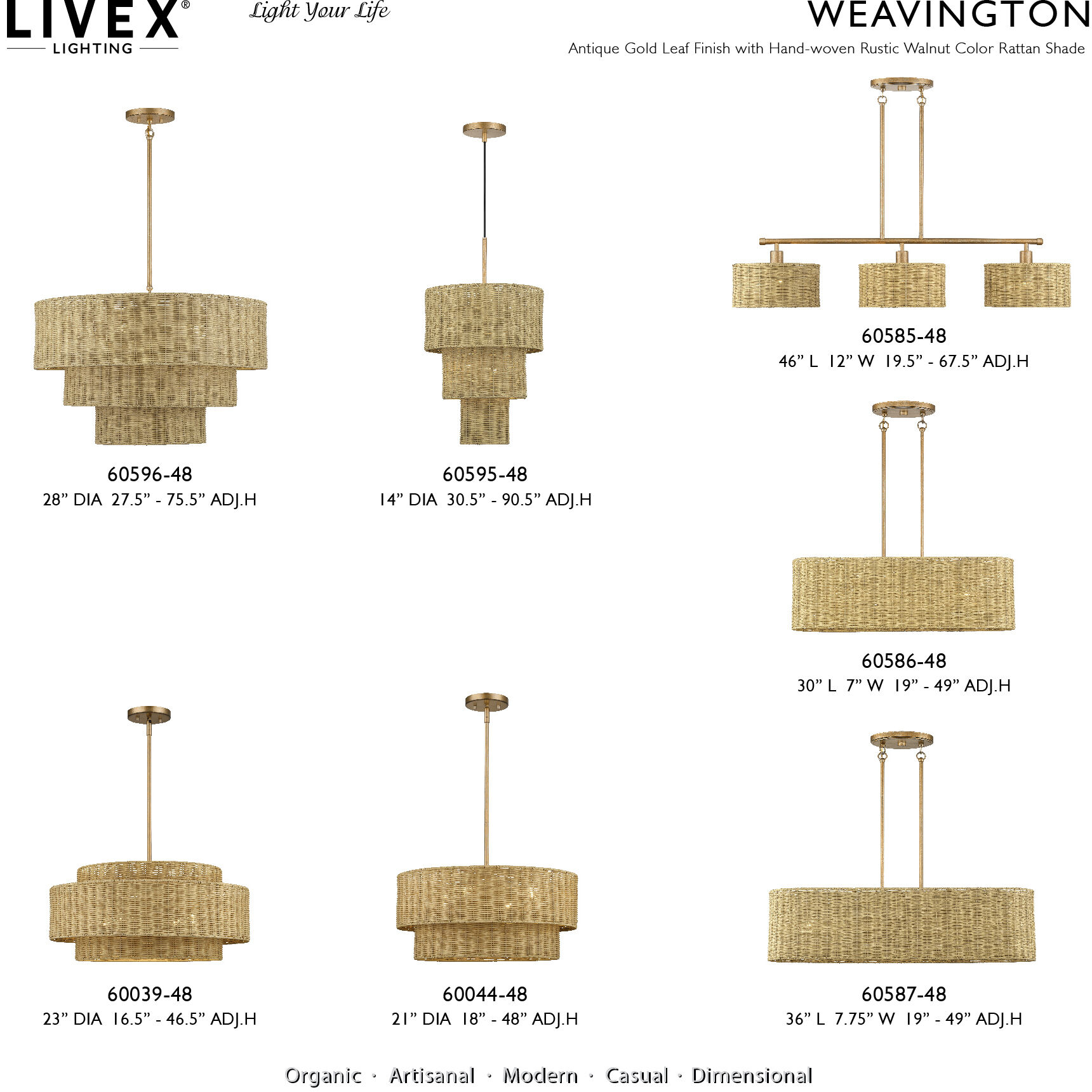 Weavington 2 Light 14 inch Antique Gold Leaf Pendant Ceiling Light