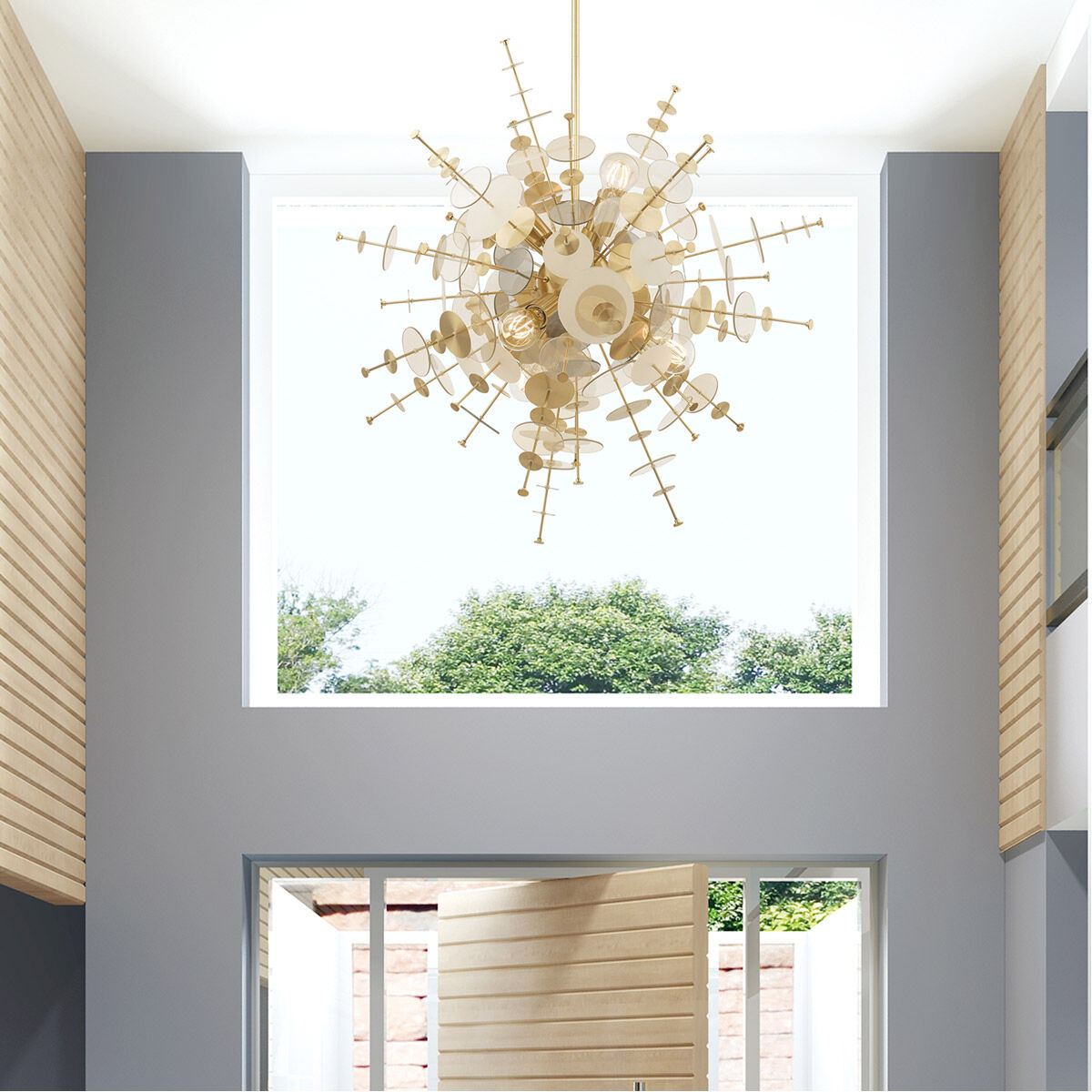 Circulo 6 Light 30 inch Satin Brass Pendant Chandelier Ceiling Light