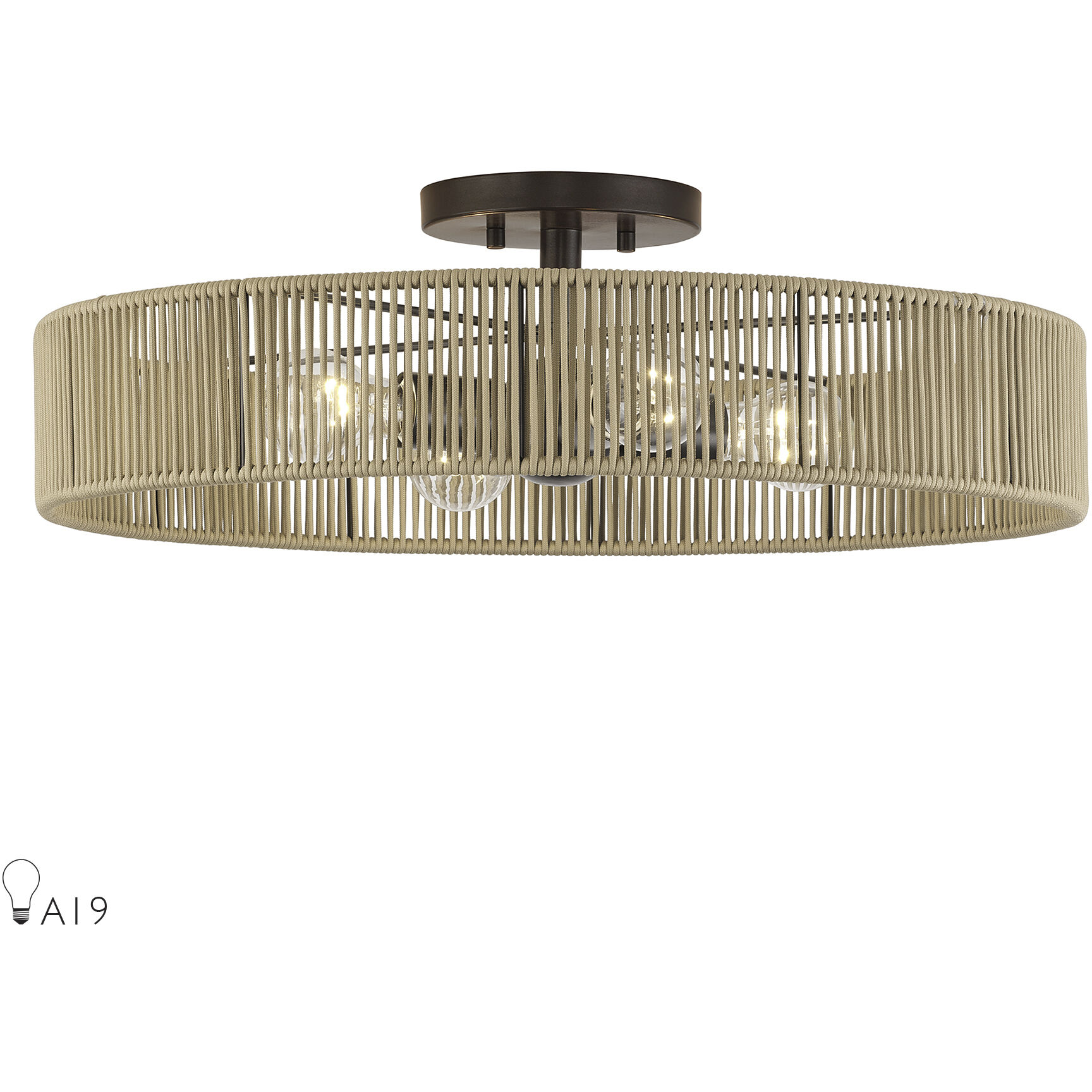 Goldiemesh 4 Light 22 inch English Bronze Semi Flush Mount Ceiling Light, Extra Large