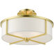 Wesley 3 Light 16 inch Satin Brass Semi Flush Ceiling Light