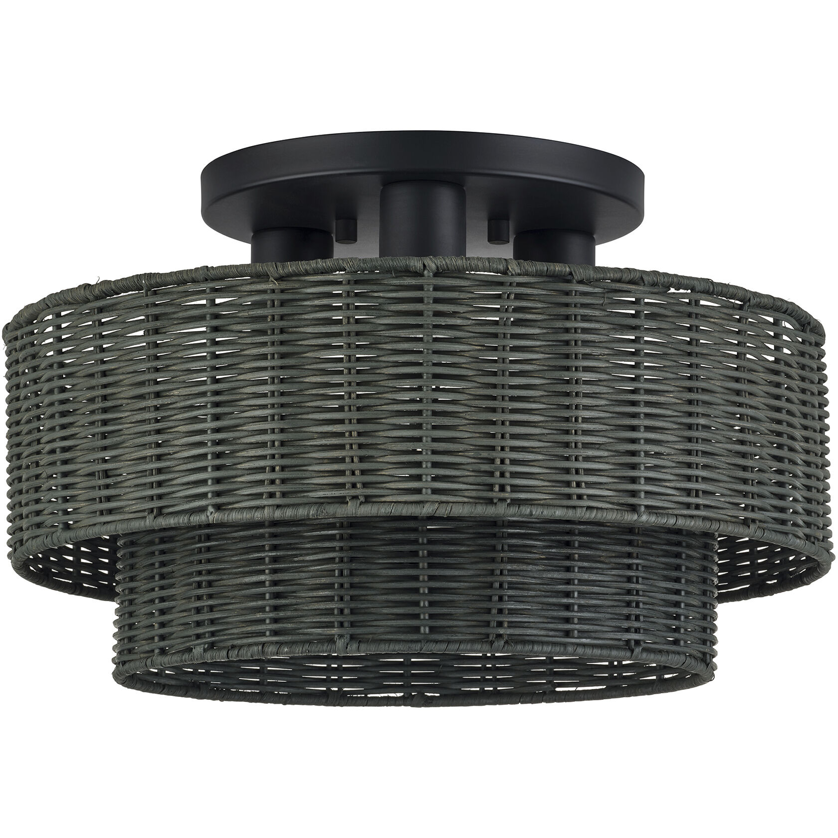 Weavington 3 Light 15 inch Black Semi Flush Mount Ceiling Light, Large