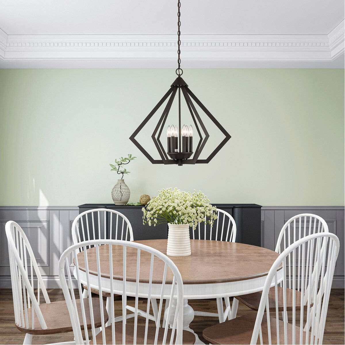 Prism 6 Light 26 inch Bronze Chandelier Ceiling Light