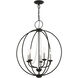 Arabella 5 Light 22 inch Black with Brushed Nickel Finish Candles Chandelier Ceiling Light, Globe