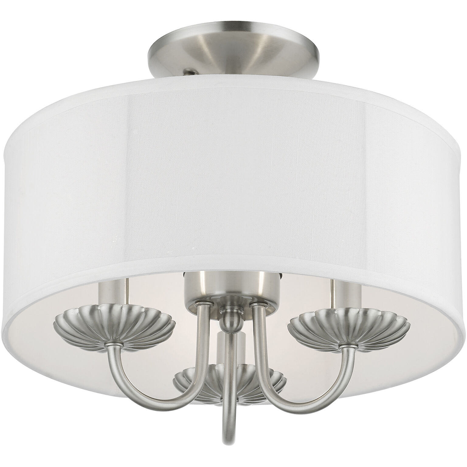 Brookdale 3 Light 13 inch Brushed Nickel Semi-Flush Mount Ceiling Light