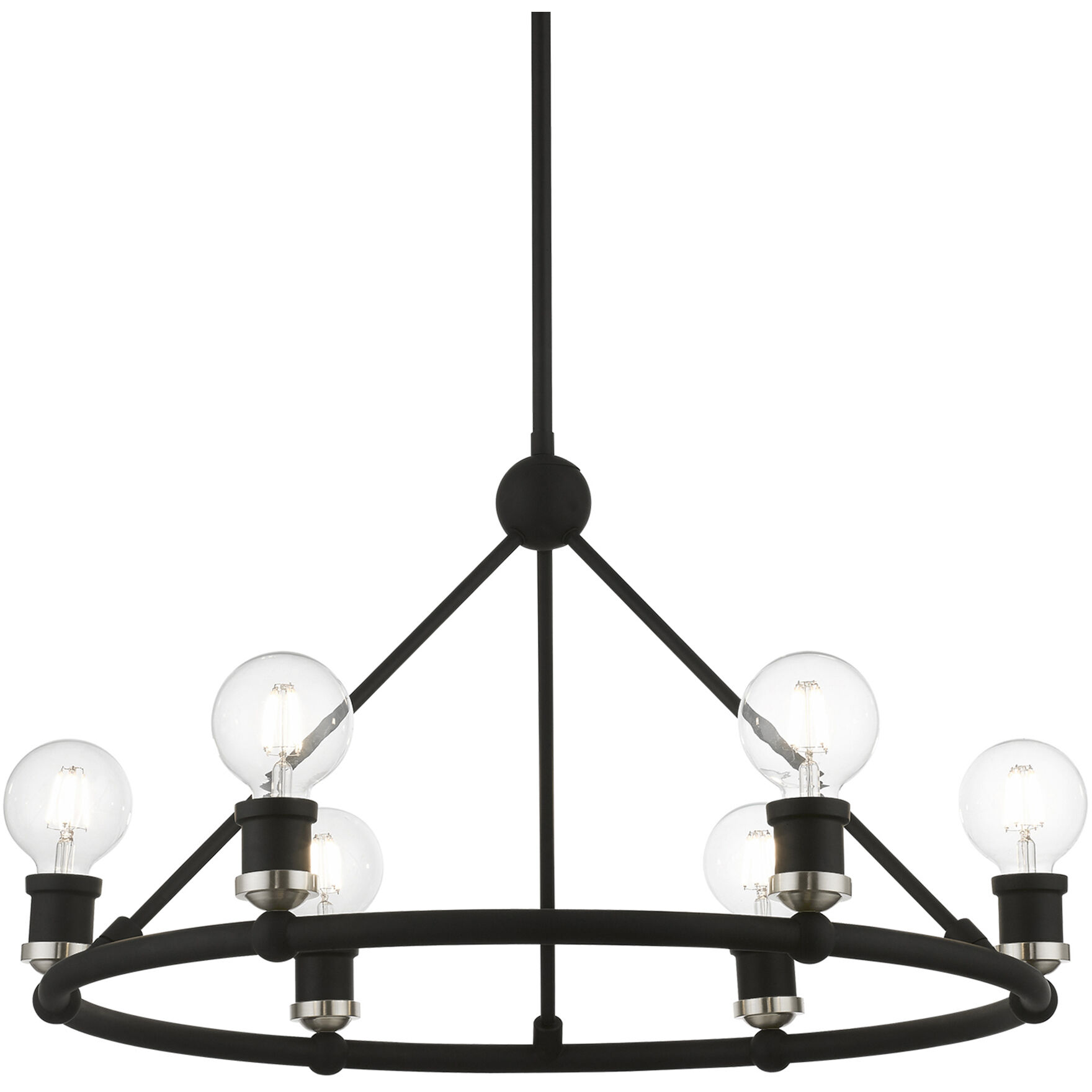Lansdale 6 Light 25 inch Black with Brushed Nickel Accents Chandelier Ceiling Light