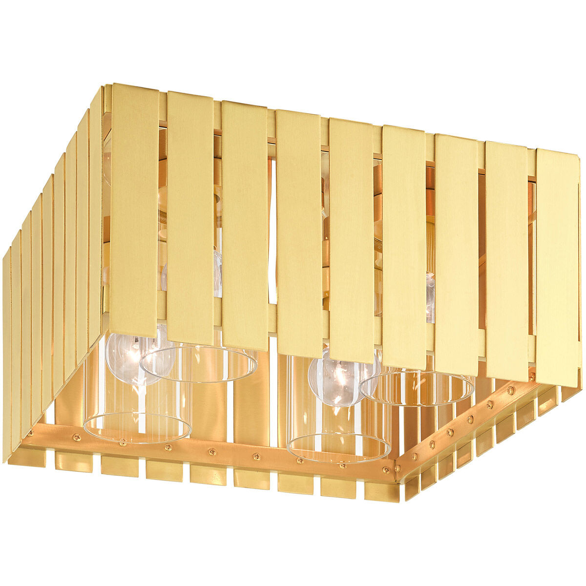 Greenwich 4 Light 13 inch Satin Brass Outdoor Flush Mount