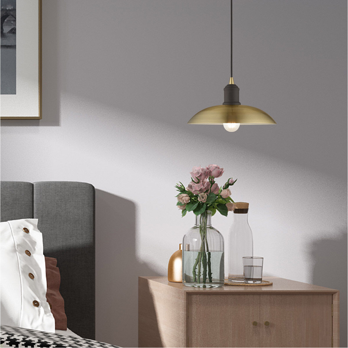 Allison 1 Light 12.5 inch Antique Brass Mini Pendant Ceiling Light