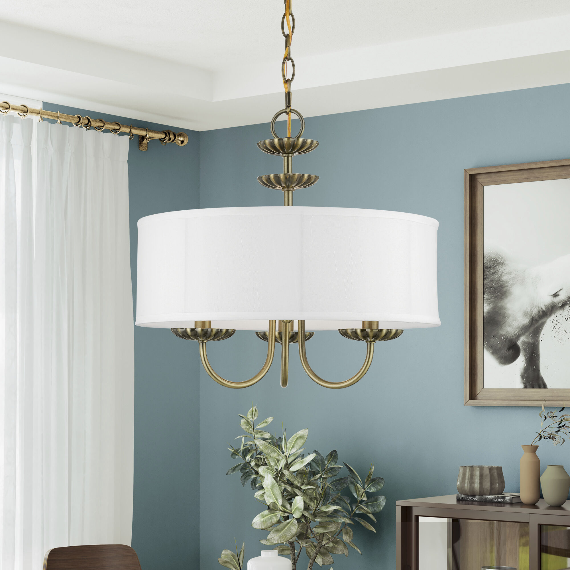 Brookdale 3 Light 16 inch Antique Brass Pendant Chandelier Ceiling Light