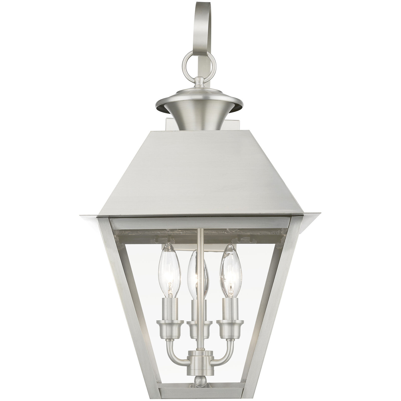 Wentworth 3 Light 22 inch Brushed Nickel Outdoor Wall Lantern, Large