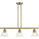 Moreland 3 Light 30 inch Antique Brass Linear Chandelier Ceiling Light