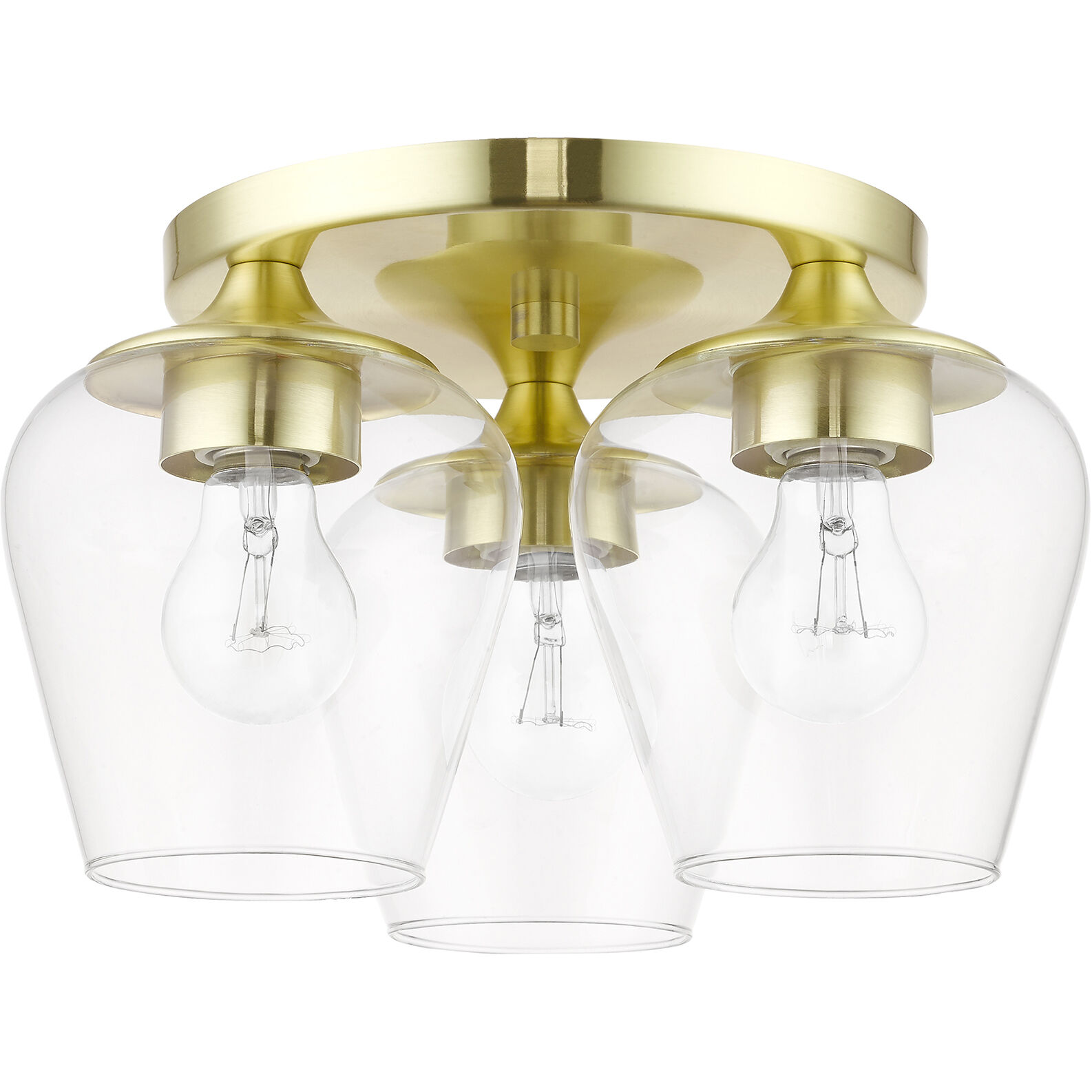 Willow 3 Light 13 inch Satin Brass Flush Mount Ceiling Light