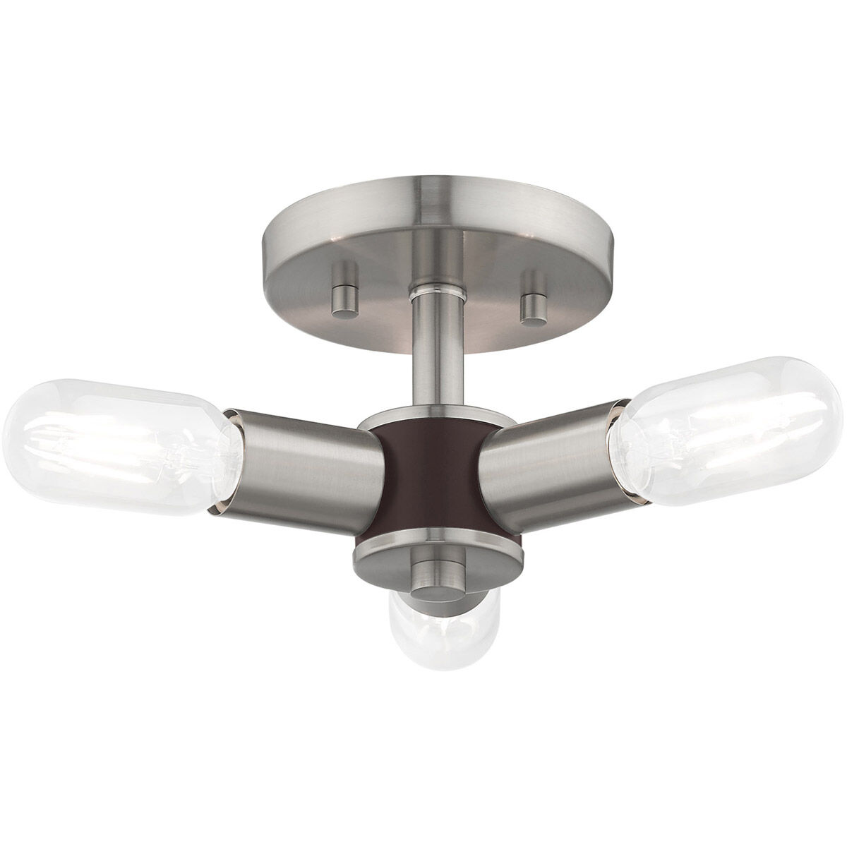 Copenhagen 3 Light 14 inch Brushed Nickel Semi-Flush Mount Ceiling Light