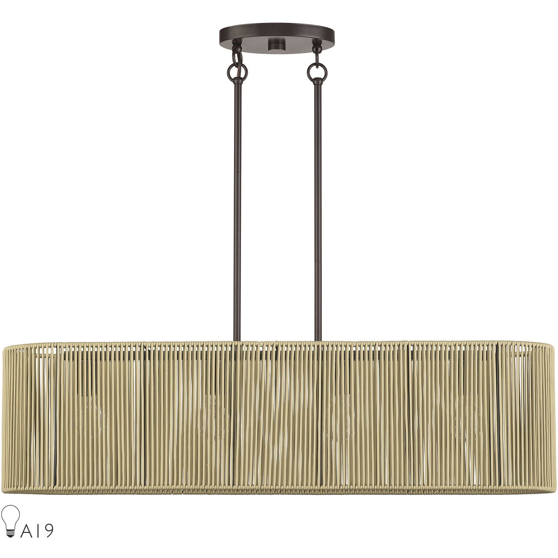 Goldiemesh 4 Light 36 inch English Bronze Linear Chandelier Ceiling Light, Large