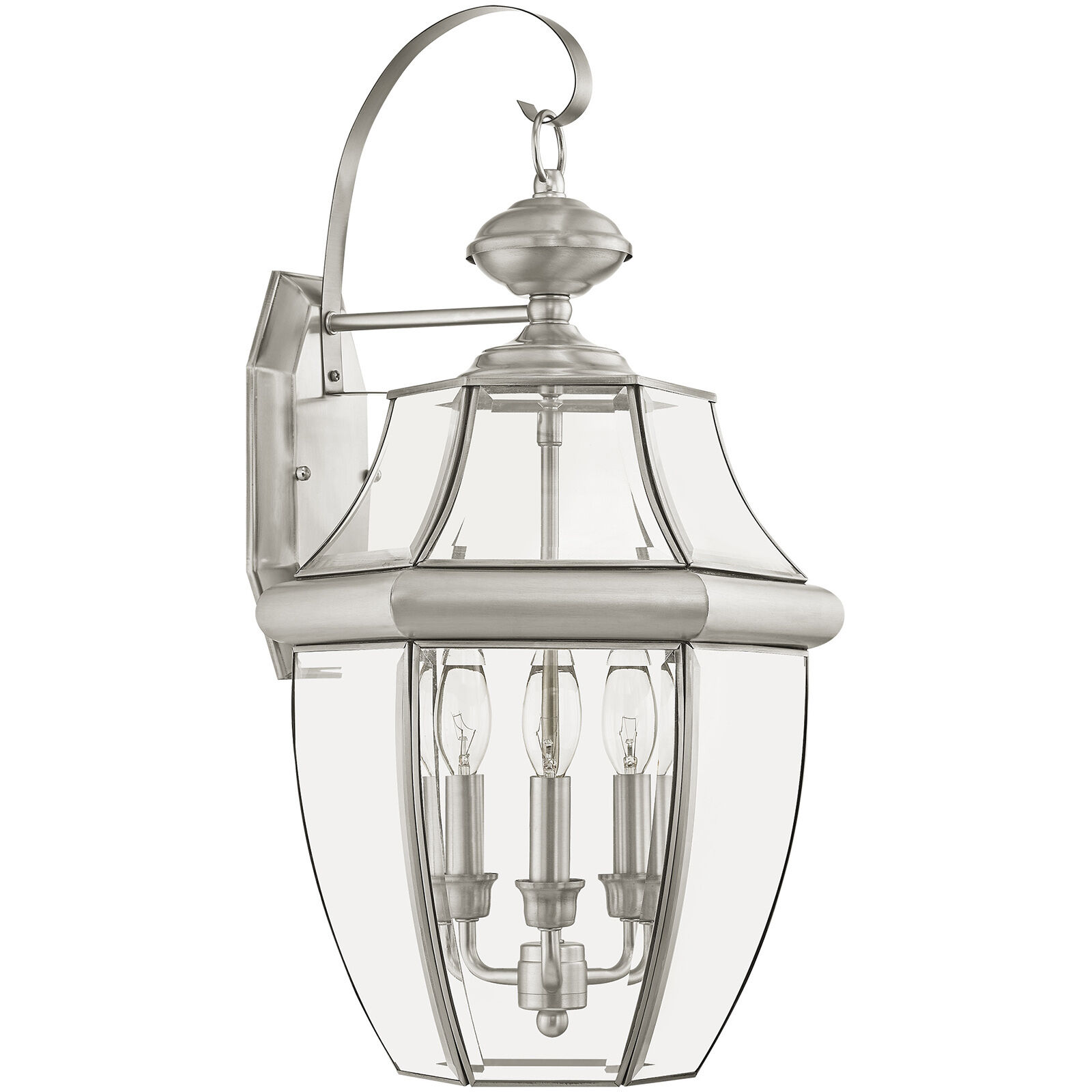 Monterey 3 Light 23 inch Brushed Nickel Outdoor Wall Lantern