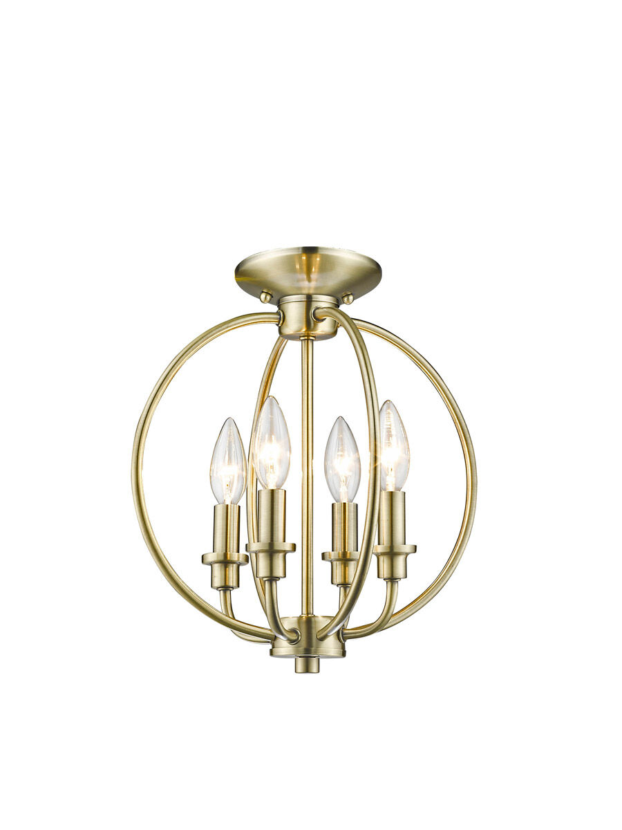 Milania 4 Light 13 inch Antique Brass Convertible Mini Chandelier/Ceiling Mount Ceiling Light