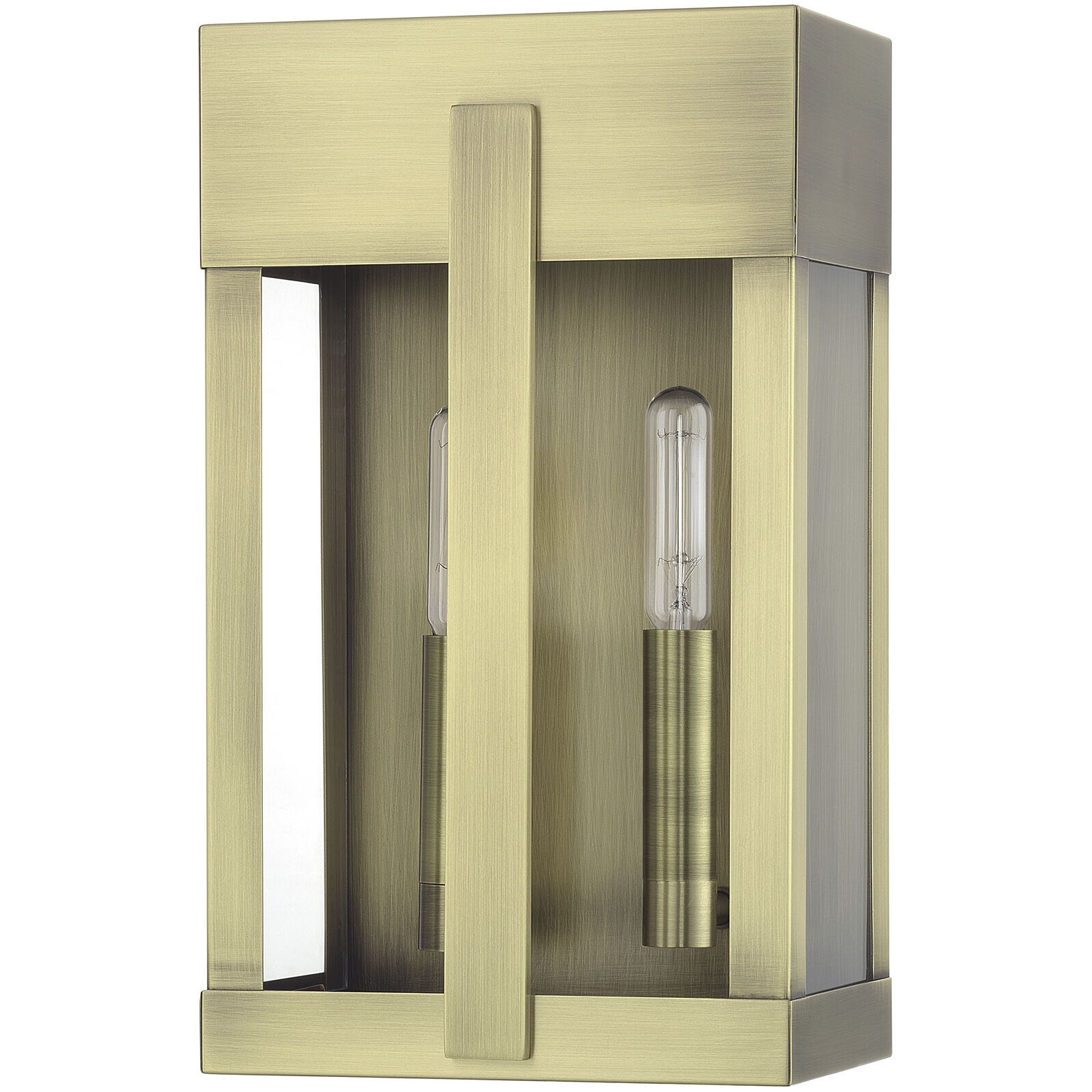 Berksford 2 Light 12 inch Antique Brass Outdoor Wall Lantern