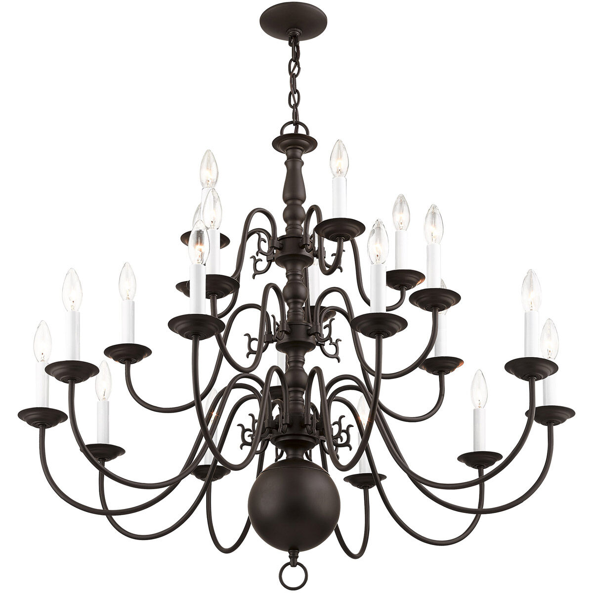 Williamsburgh 20 Light 36 inch Bronze Chandelier Ceiling Light