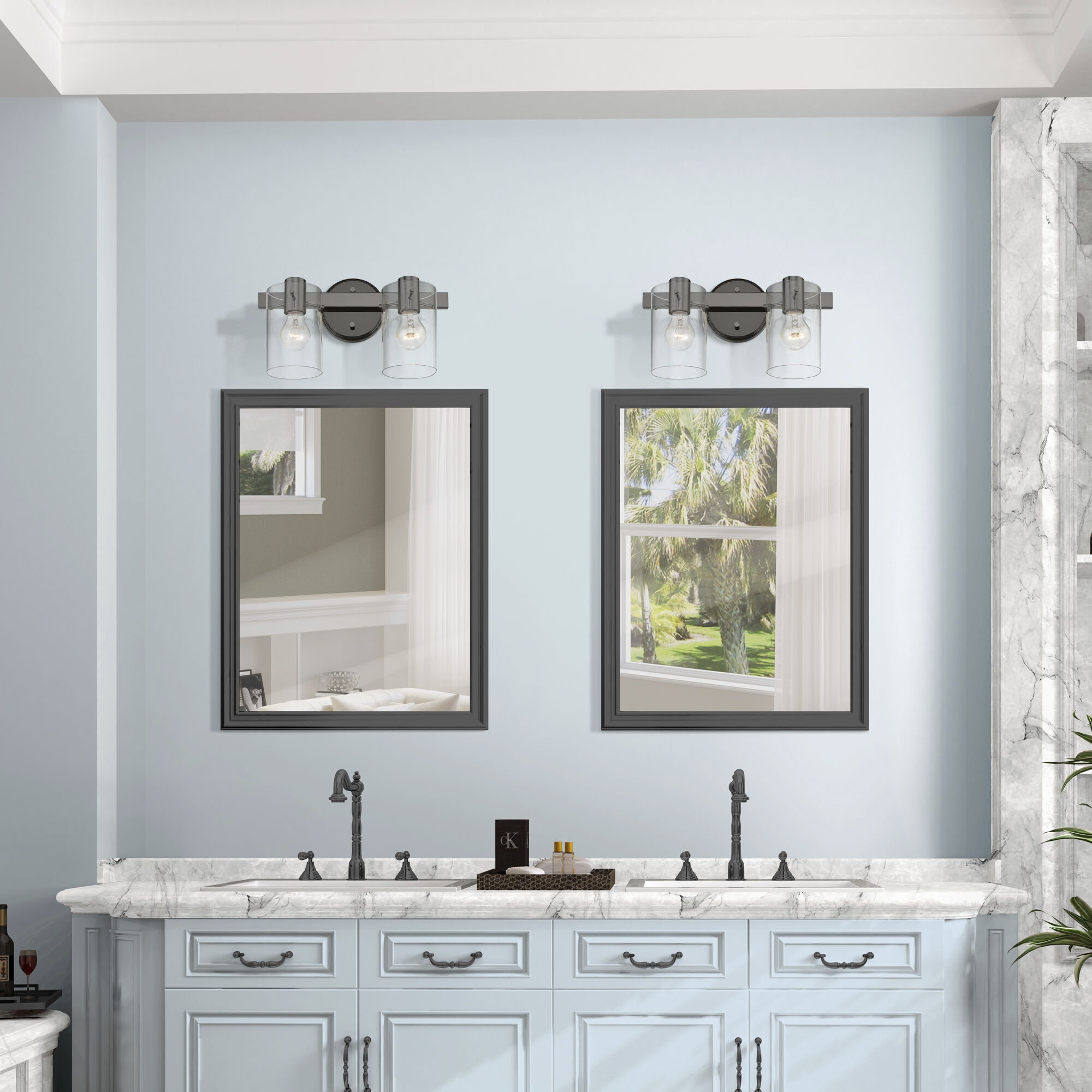 Munich 2 Light 15 inch Black Chrome Vanity Sconce Wall Light