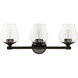 Willow 3 Light 23 inch Black Chrome Vanity Sconce Wall Light