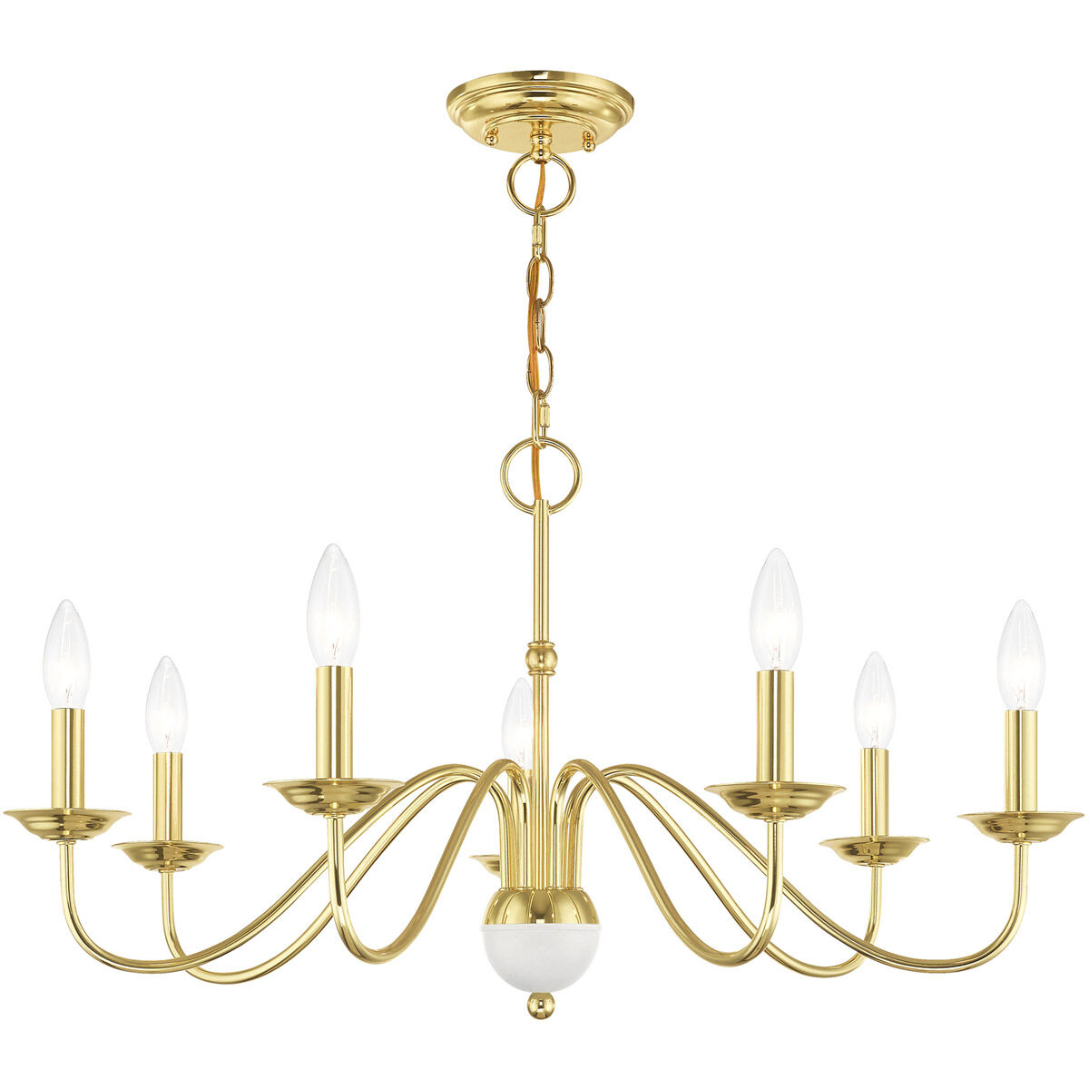 Windsor 7 Light 28 inch Polished Brass Chandelier Ceiling Light