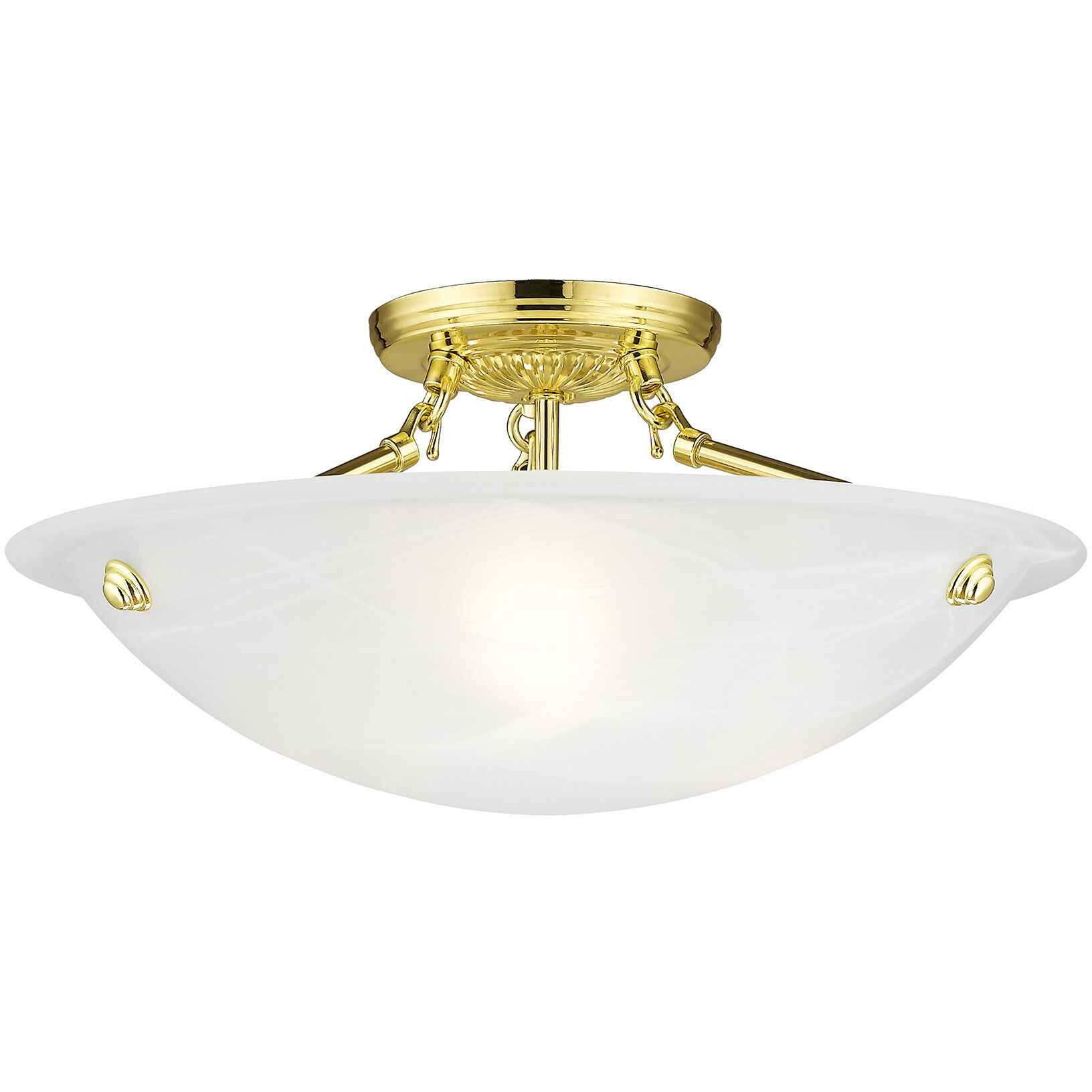 Oasis 3 Light 16 inch Polished Brass Semi-Flush Mount Ceiling Light