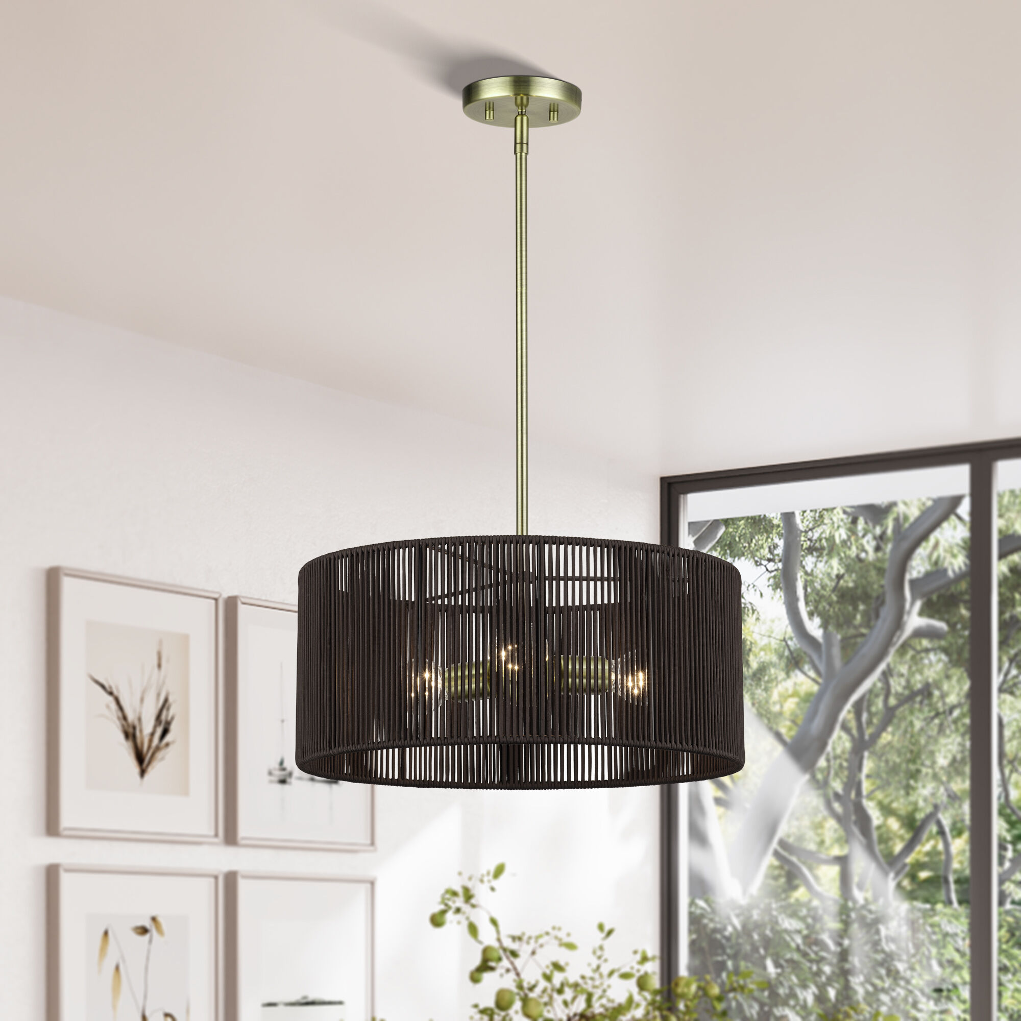 Acordia 3 Light 18 inch Antique Brass Pendant Chandelier Ceiling Light