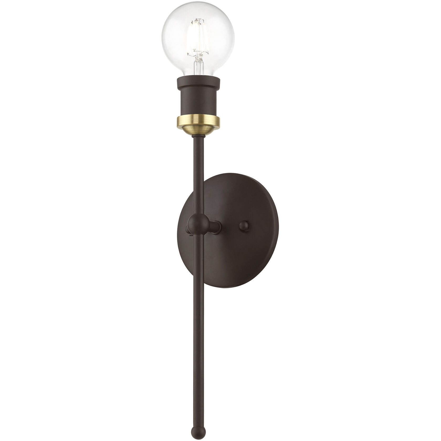 Lansdale 1 Light 5 inch Bronze with Antique Brass Accents ADA Single Sconce Wall Light, Single