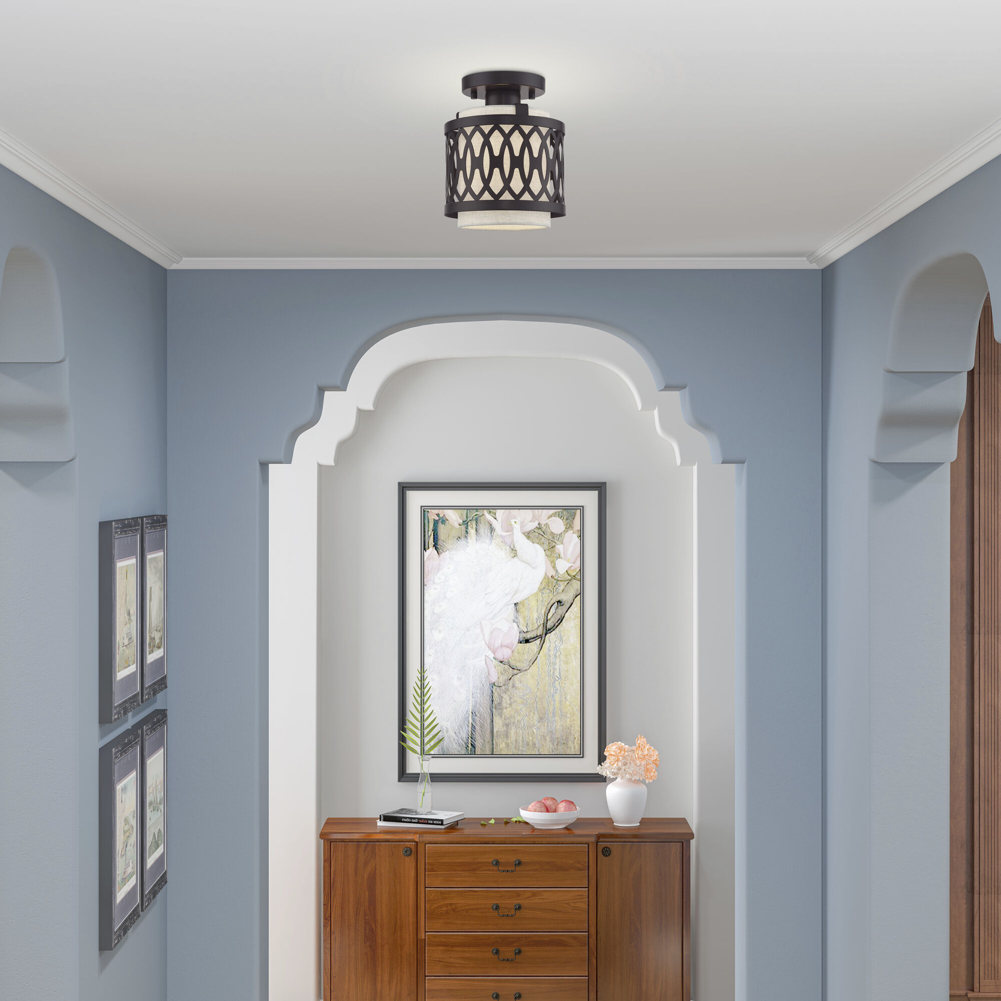 Vistaview 1 Light 7.25 inch English Bronze Semi-Flush Ceiling Light