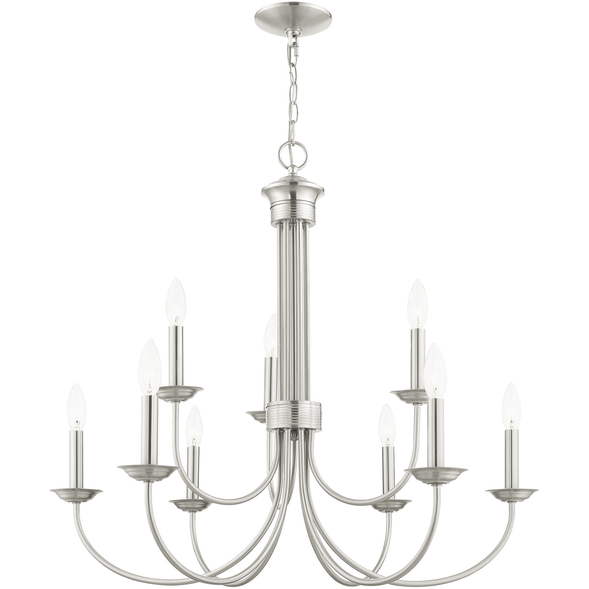 Estate 9 Light 30 inch Brushed Nickel Chandelier Ceiling Light