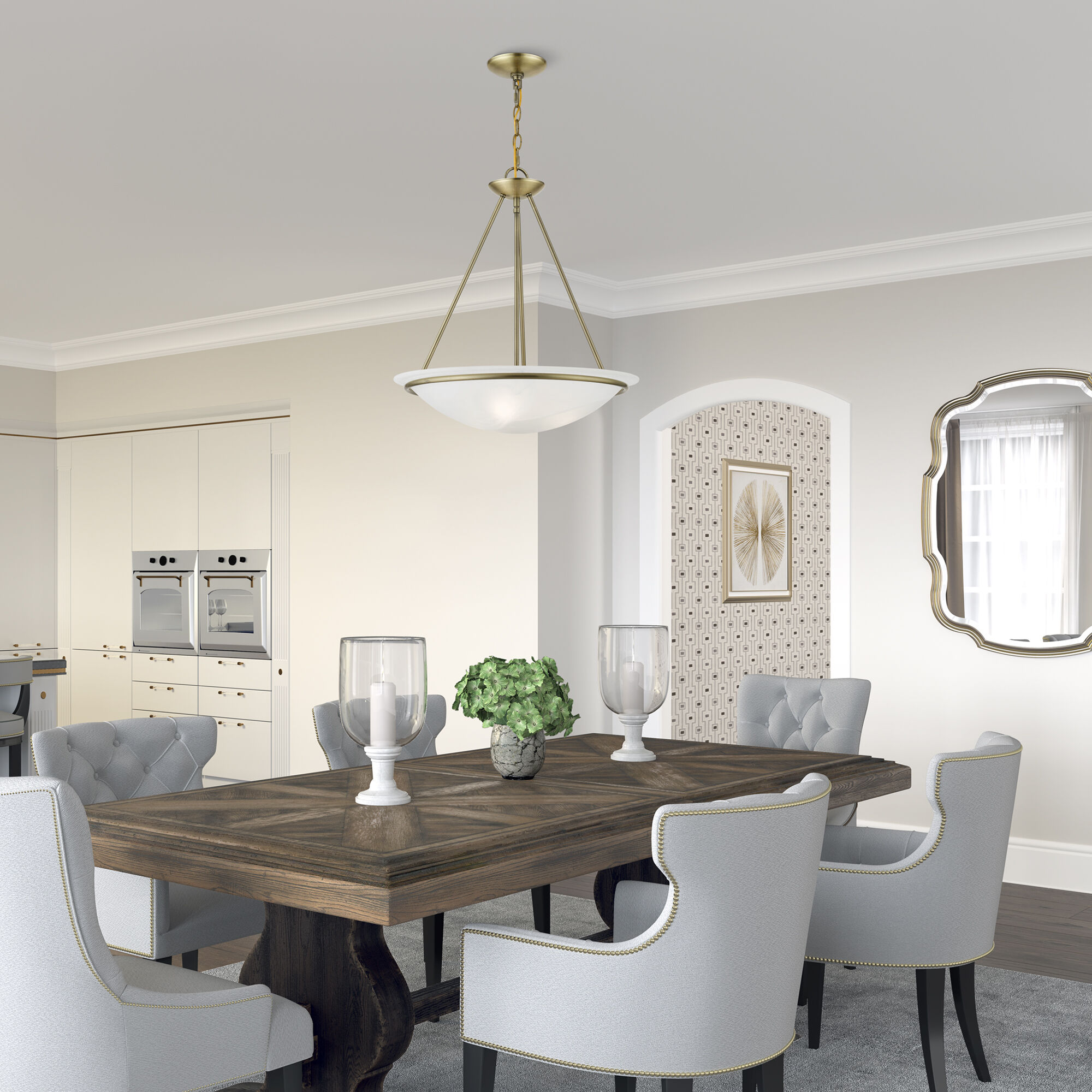 Newburgh 3 Light 20 inch Antique Brass Pendant Chandelier Ceiling Light