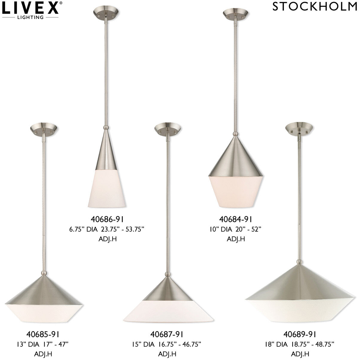 Stockholm 1 Light 18 inch Brushed Nickel Pendant Ceiling Light