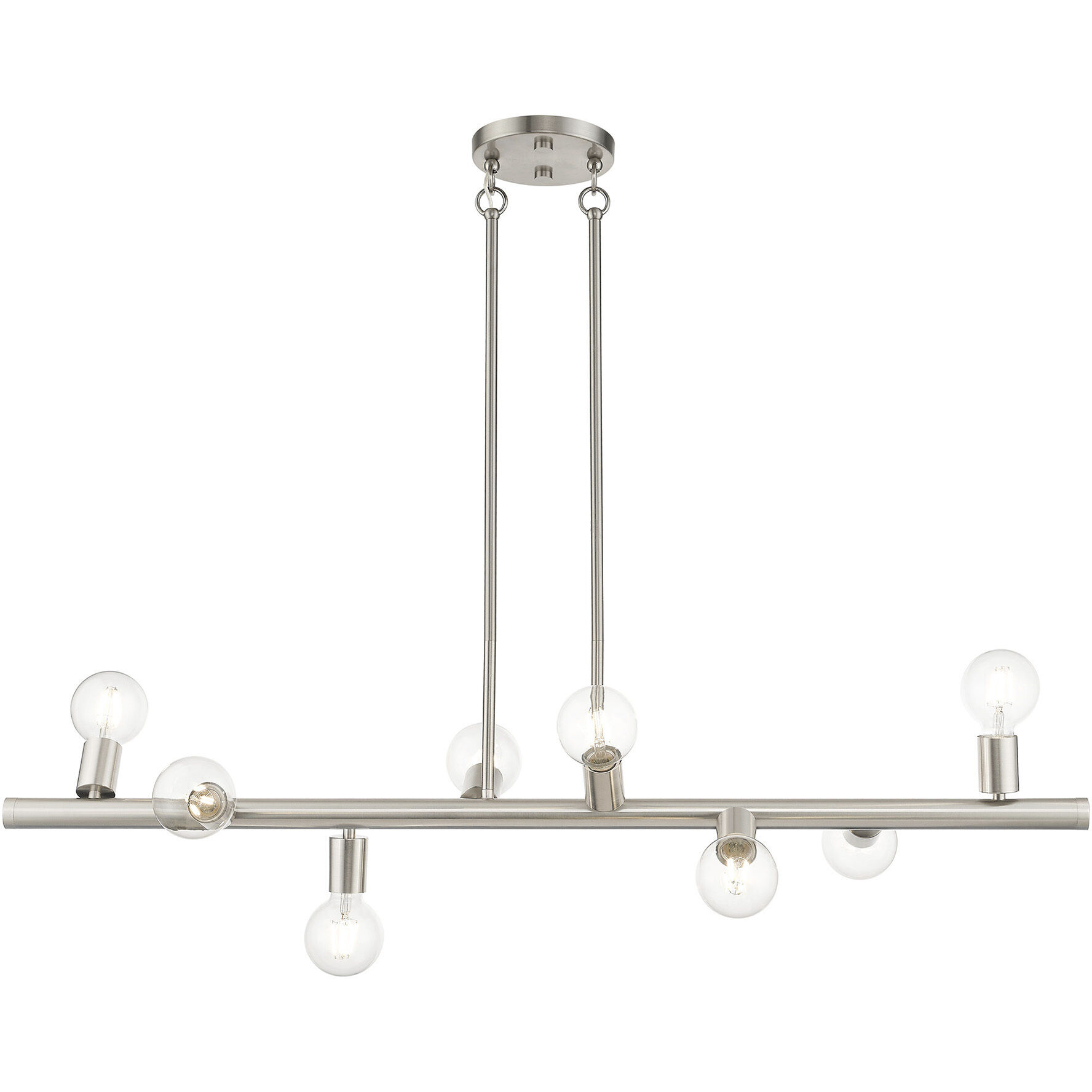 Bannister 8 Light 42 inch Brushed Nickel Linear Chandelier Ceiling Light, Large