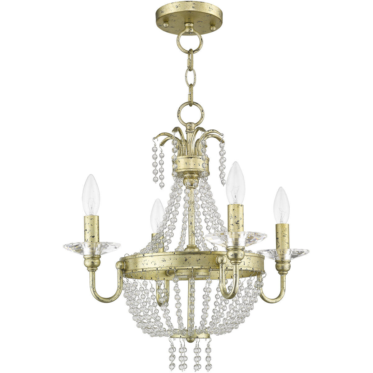 Valentina 4 Light 18 inch Hand Applied Winter Gold Convertible Mini Chandelier/Ceiling Mount Ceiling Light