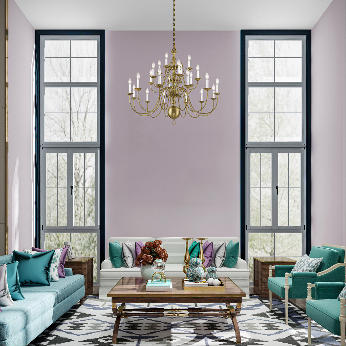 Williamsburgh 22 Light 42 inch Antique Brass Chandelier Ceiling Light