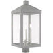 Nyack 3 Light 24 inch Nordic Gray with Brushed Nickel Finish Candles Large Outdoor Post Top Lantern