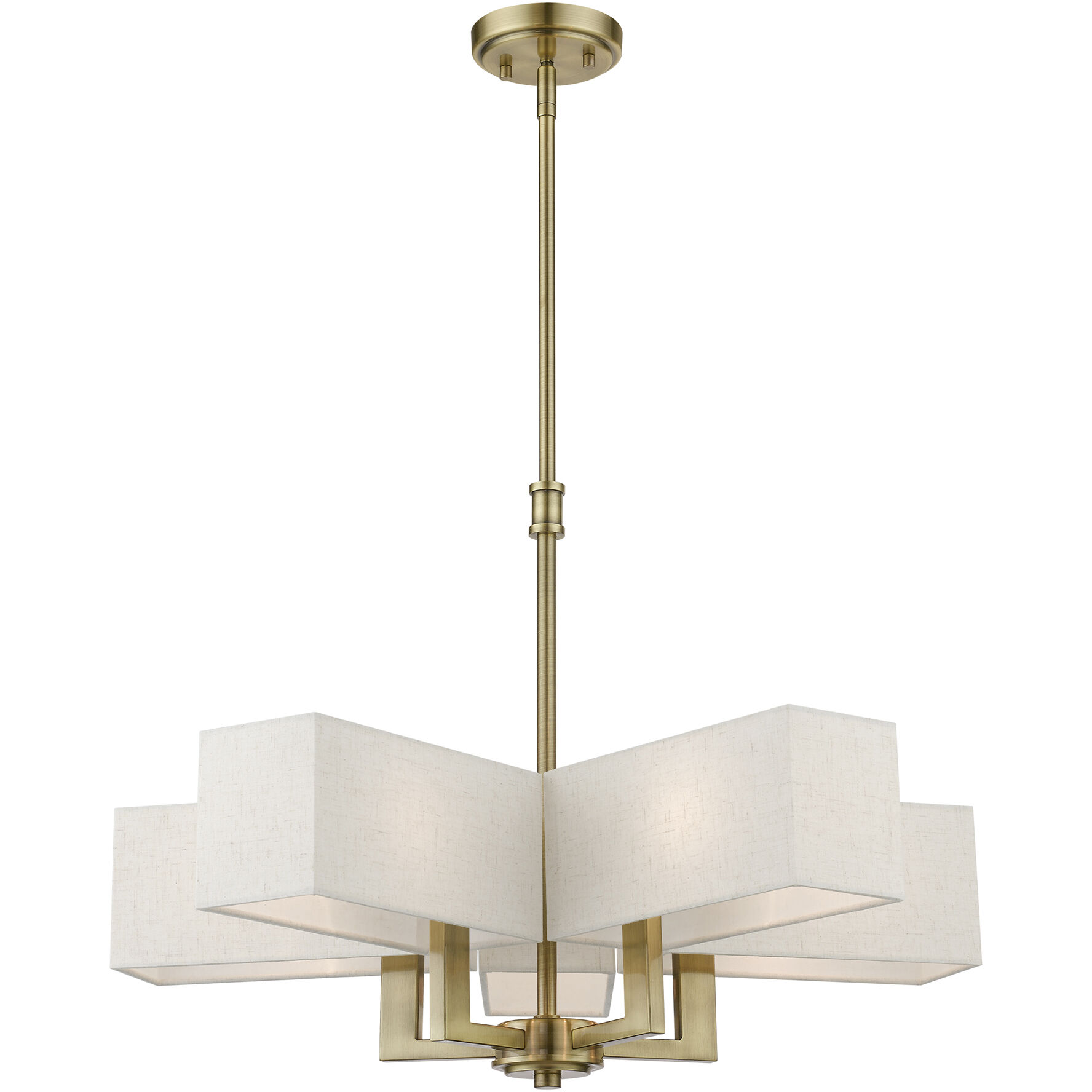 Rubix 5 Light 26 inch Antique Brass Chandelier Ceiling Light