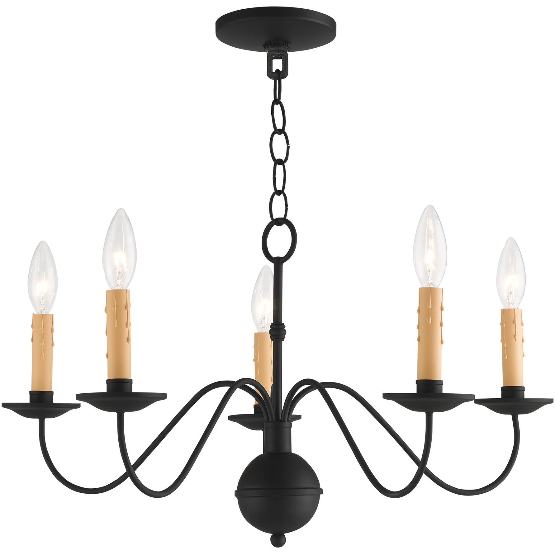 Heritage 5 Light 24 inch Black Chandelier Ceiling Light