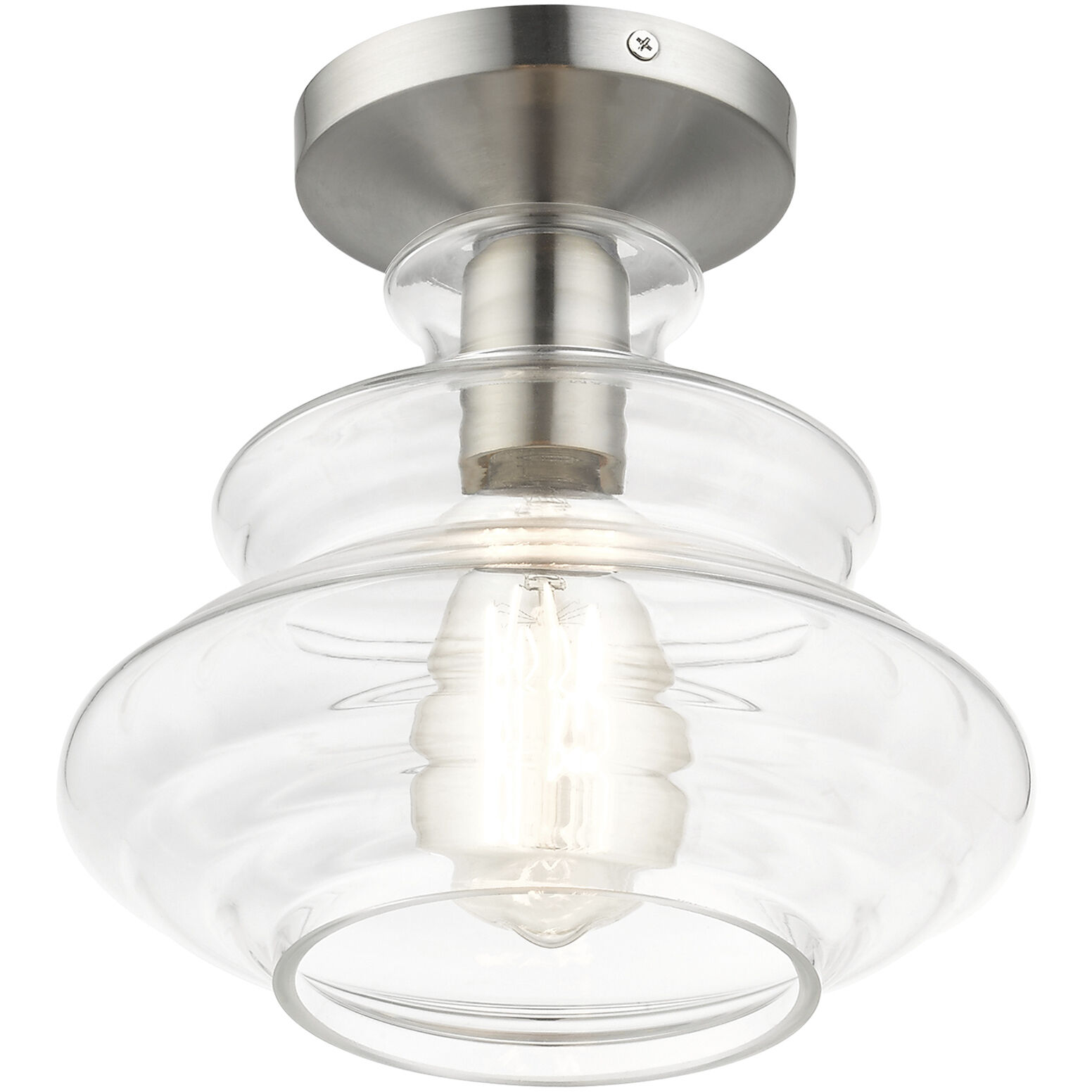 Everett 1 Light 9 inch Brushed Nickel with Chrome Finish Accents Semi-Flush Ceiling Light