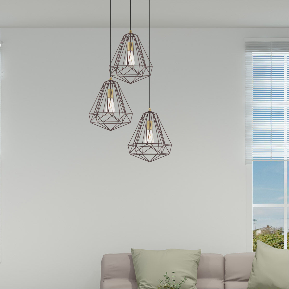 Geometric 1 Light 12 inch Bronze Mini Pendant Ceiling Light