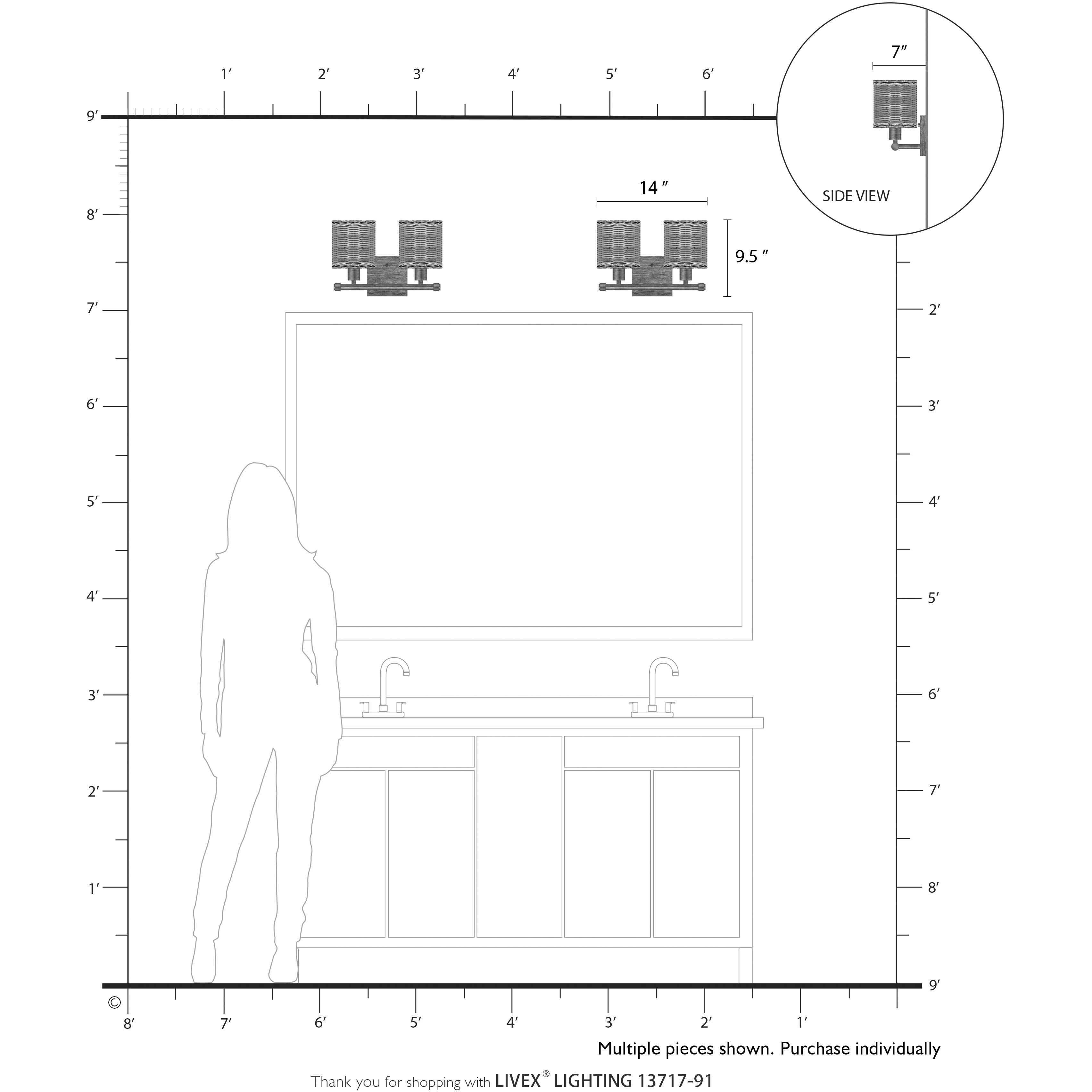 Weavington 2 Light 14 inch Brushed Nickel Vanity Wall Sconce Wall Light