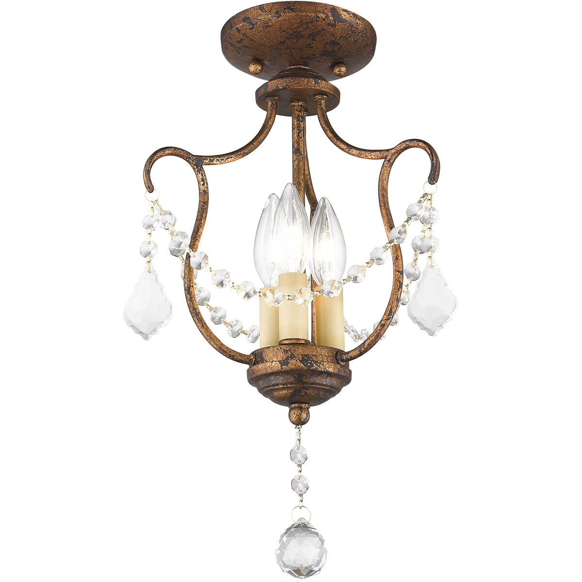 Chesterfield 3 Light 10 inch Hand Applied Venetian Golden Bronze Convertible Mini Pendant/Ceiling Mount Ceiling Light