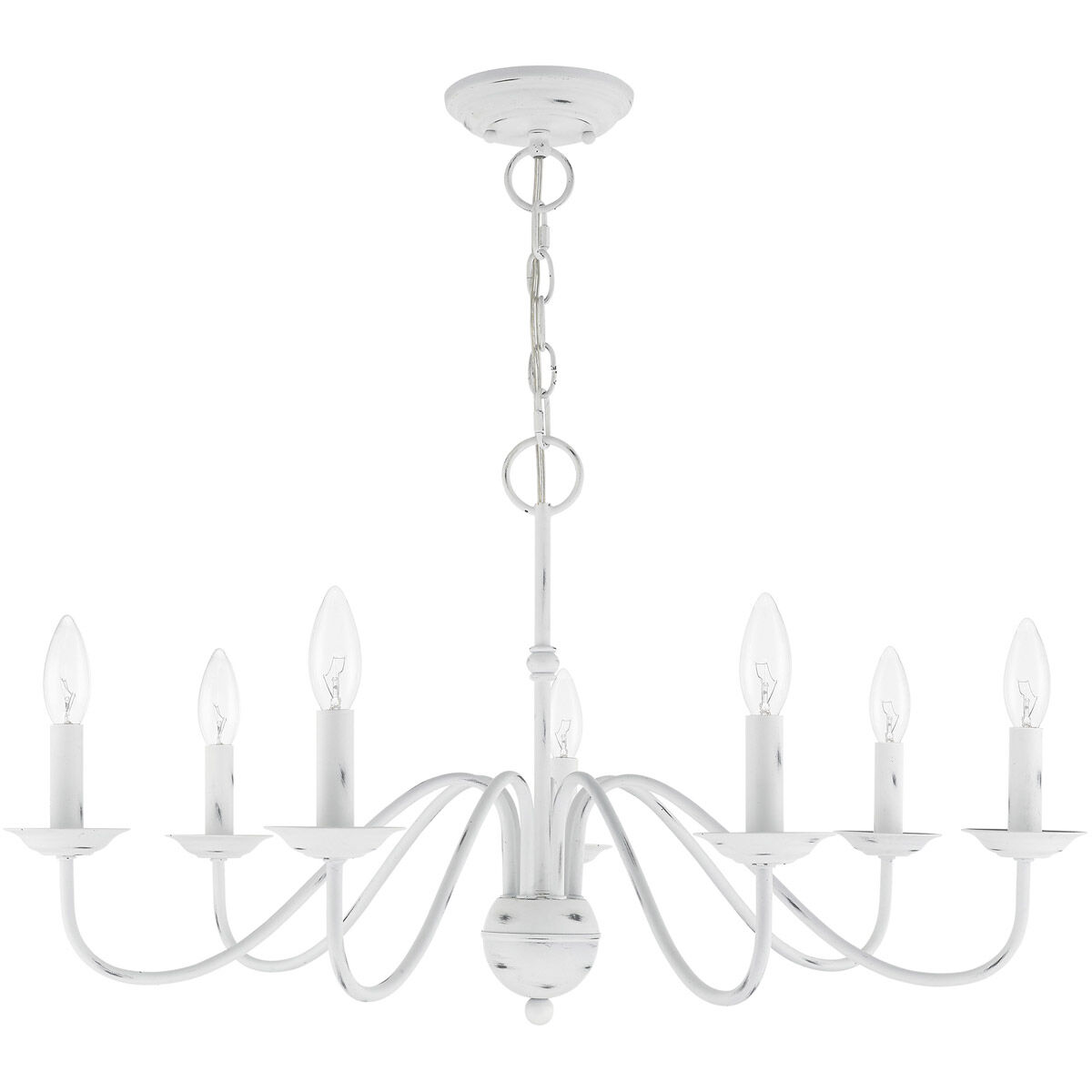 Windsor 7 Light 28 inch Antique White Chandelier Ceiling Light