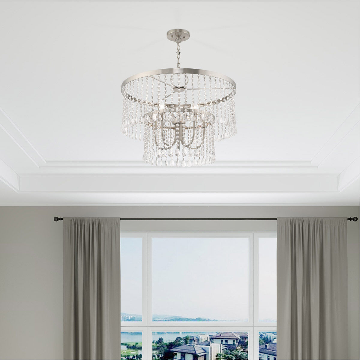 Elizabeth 5 Light 24 inch Brushed Nickel Pendant Chandelier Ceiling Light