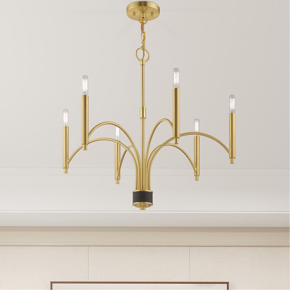 Wisteria 6 Light 26 inch Satin Brass Chandelier Ceiling Light