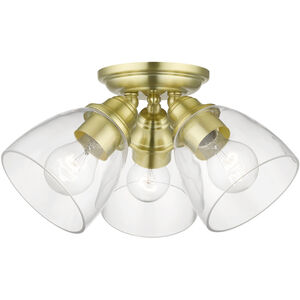 Montgomery 3 Light 14 inch Satin Brass Semi-Flush Ceiling Light