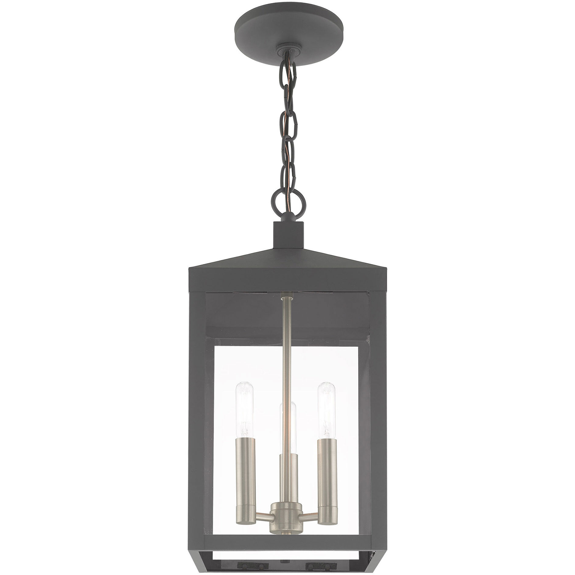 Nyack 3 Light 8.25 inch Scandinavian Gray Outdoor Pendant Lantern