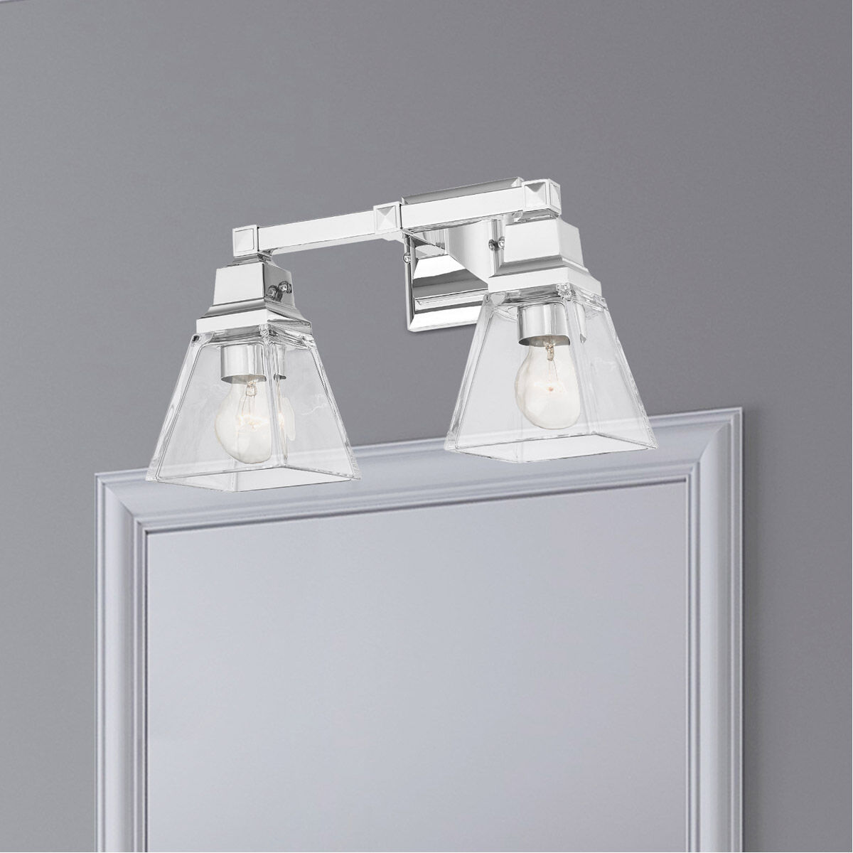 Mission 2 Light 15 inch Polished Chrome Vanity Sconce Wall Light