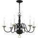 Williamsburg 6 Light 24 inch Black with Antique Brass Accents Chandelier Ceiling Light