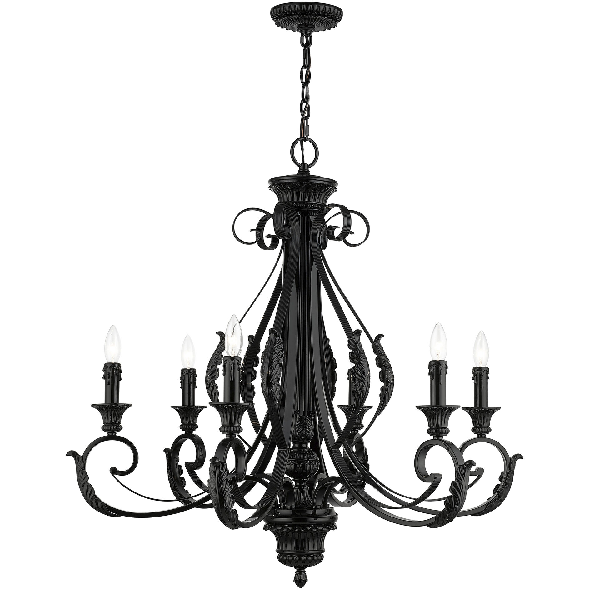Valencia 6 Light 35 inch Shiny Black Large Chandelier Ceiling Light