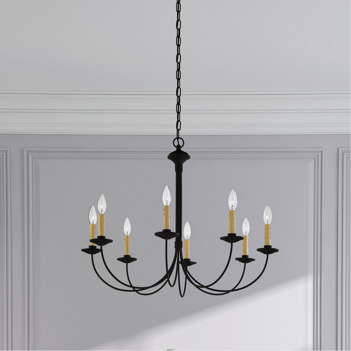 Heritage 8 Light 30 inch Black Chandelier Ceiling Light
